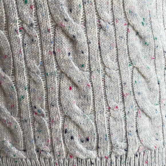 Talbots Sweater Pullover Gray Cable Knit Long Sleeve Cotton Acrylic Size Small - Picture 4 of 10